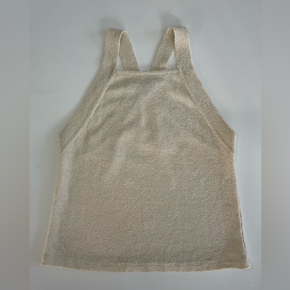 Ecru Square Neck Purl Knit Tank XL Massimo Dutti